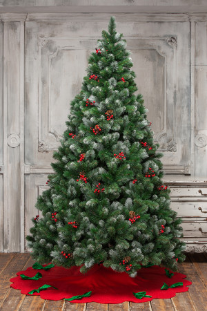 Искусственная сосна Очарование 210 см., с шишками и ягодками, Леска+ПВХ, ЕлкиТорг (141210)