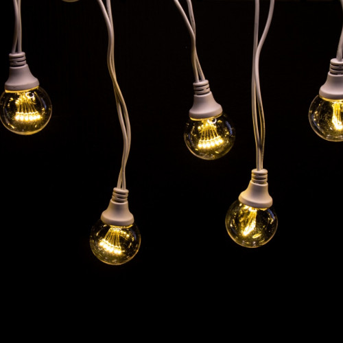 Светодиодная гирлянда Винтаж 20 теплых белых LED ламп, 10 м., статика, белый резиновый провод, Teamprof (TPF-VBL-10M-20-220V-RW/WW)
