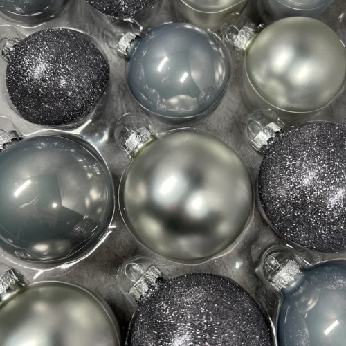 Набор стеклянных шаров Серебряный Микс 26 шт., Christmas DeLuxe (86782)  