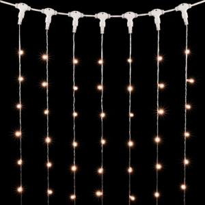 Светодиодный занавес с колпачком 2*3 м., 600 экстра теплых белых LED ламп, прозрачный провод ПВХ, IP65, LTC (PCL602CAP-10-2EWW)