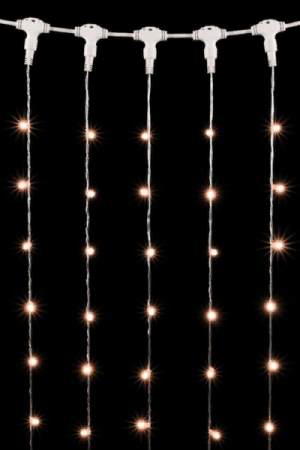 Светодиодный занавес с колпачком 2*3 м., 600 экстра теплых белых LED ламп, прозрачный провод ПВХ, IP65, LTC (PCL602CAP-10-2EWW)