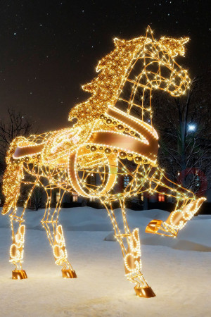 Светодиодная фигура Лошадь золотая Premium 2,5 м., Conso (OL334)