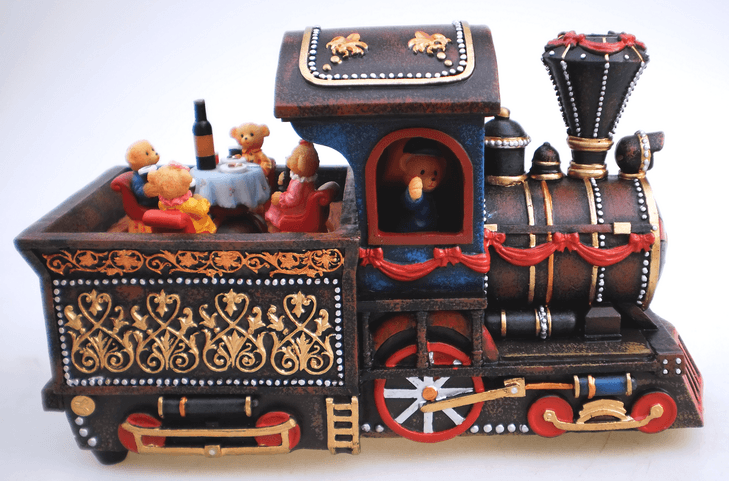 Музыкальная шкатулка "Рождественский паровозик" вращение фигурок (150338) 