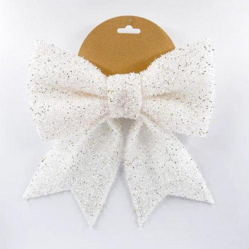 Бант Бьянка 24x24 см., 1 шт., белый, Christmas De Luxe (86822)