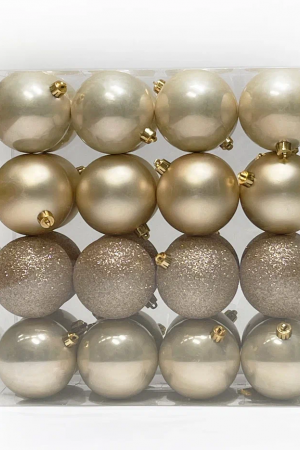 Набор пластиковых шаров Вернисаж 80 мм., шампань, 32 шт., Christmas DeLuxe (89714)