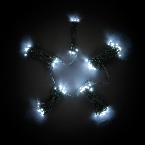 Светодиодная гирлянда Пятиминутка для ели высотой 1.5 м., 120 холодных белых LED ламп, зеленый ПВХ, Beauty Led (GFM120C-14-1W)