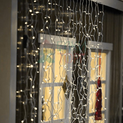 Светодиодный мерцающий облегченный занавес 2*3 м, 220V., 600 теплых белых LED ламп, прозрачный ПВХ, Beauty Led (PCL600NOTBL-10-2WW)