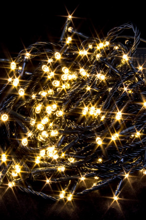 Светодиодная нить 13.5 м., 220V, 200 теплых белых LED ламп, контроллер, черный провод, Winner Light (ww.01.5B.200-)