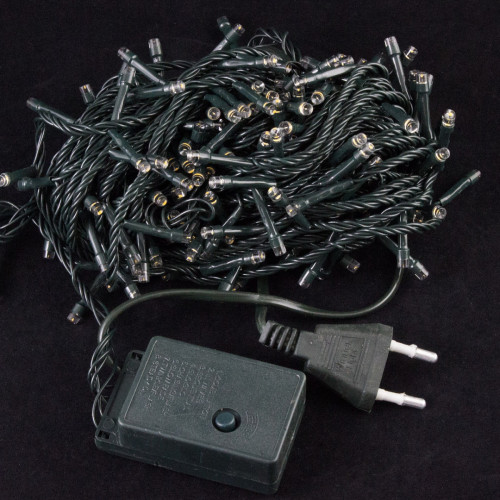 Светодиодная нить 13.5 м., 220V, 200 теплых белых LED ламп, контроллер, черный провод, Winner Light (ww.01.5B.200-)