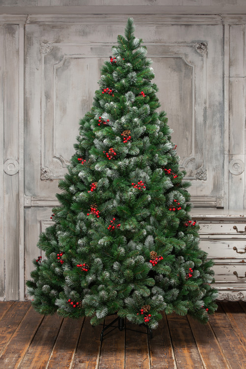 Искусственная сосна Очарование 240 см., с шишками и ягодками, Леска+ПВХ, ЕлкиТорг (141240)