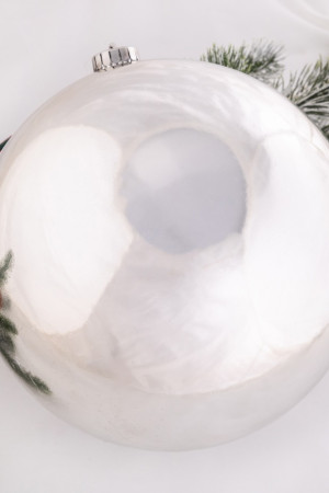 Шар пластиковый глянцевый 150 мм., серебро, ЕлкиТорг (150104)