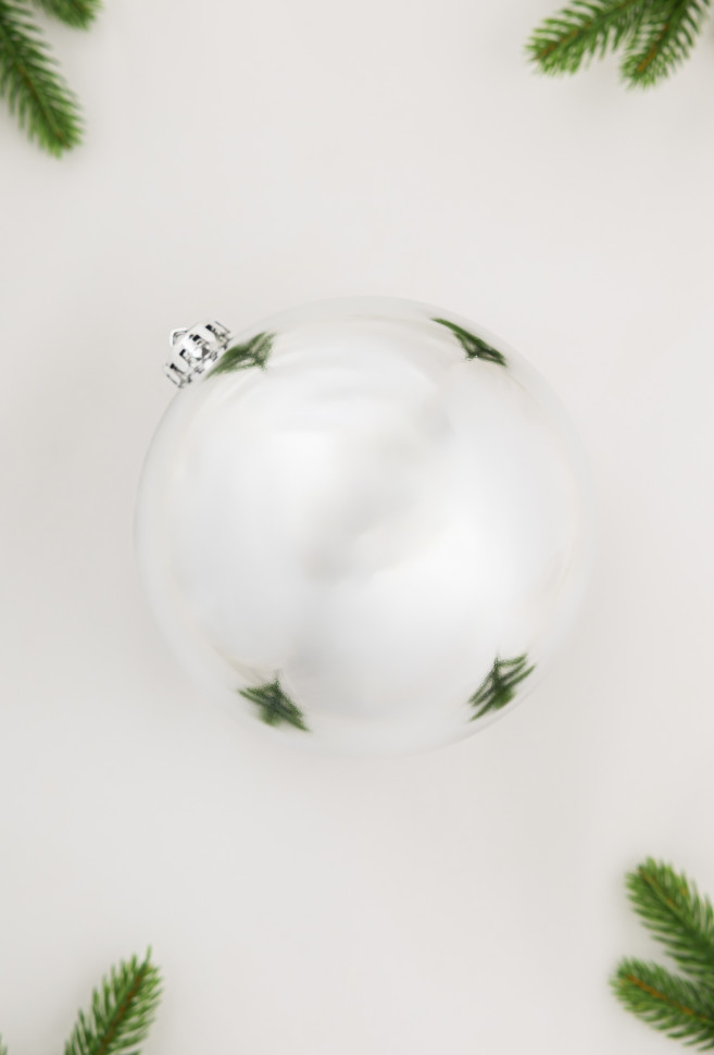 Шар пластиковый глянцевый 150 мм., серебро, ЕлкиТорг (150104)