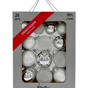 Набор стеклянных шаров Первый снег 26 шт., Christmas DeLuxe (86459)