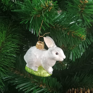 Елочное украшение Зайчик, стекло, 6 см., 1 шт., Irena CO (550850)