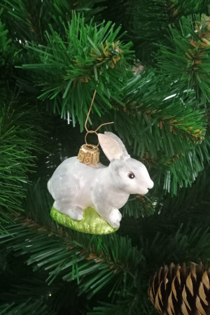 Елочное украшение Зайчик, стекло, 6 см., 1 шт., Irena CO (550850)