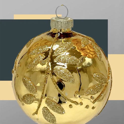 Набор винтажных стеклянных шаров Старинный вальс 80 мм., пудрово-золотой, 9 шт., Christmas DeLuxe (14090)