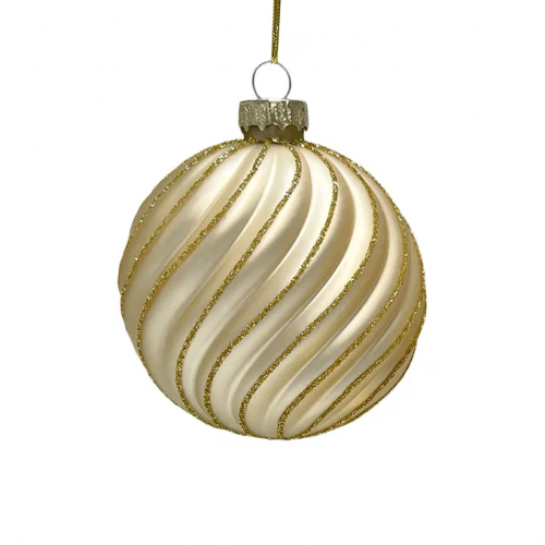 Набор винтажных стеклянных шаров Старинный вальс 80 мм., пудрово-золотой, 9 шт., Christmas DeLuxe (14090)