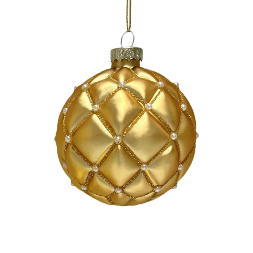 Набор винтажных стеклянных шаров Старинный вальс 80 мм., пудрово-золотой, 9 шт., Christmas DeLuxe (14090)