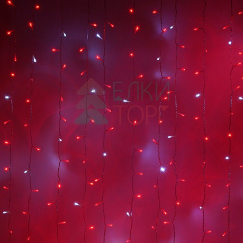 Светодиодный занавес с белым бликующим диодом 2*3 м, 220V., 600 красных LED ламп, прозрачный ПВХ, Beauty Led (PCL600BLW-10-2R)