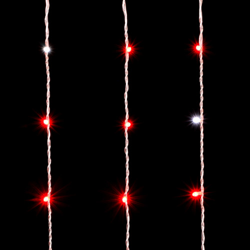 Светодиодный занавес с белым бликующим диодом 2*3 м, 220V., 600 красных LED ламп, прозрачный ПВХ, Beauty Led (PCL600BLW-10-2R)