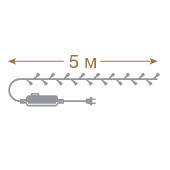 Светодиодная нить 5 м., 50 теплых белых LED ламп, зеленый провод, Vegas (55059)
