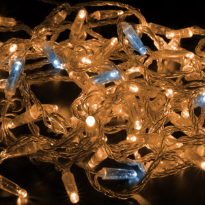 Светодиодная нить 100 теплых белых LED ламп, 10 м., 220В, мерцание, прозрачный провод ПВХ, Teamprof (TPF-S10CF-220V-CT/WW)