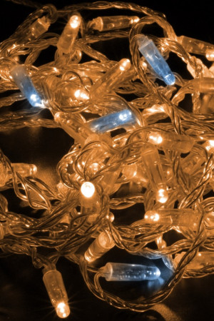 Светодиодная нить 100 теплых белых LED ламп, 10 м., 220В, мерцание, прозрачный провод ПВХ, Teamprof (TPF-S10CF-220V-CT/WW)