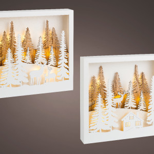 Светодиодное панно Олени на опушке 25*25 см. с LED огнями, Kaemingk (481623/1) 