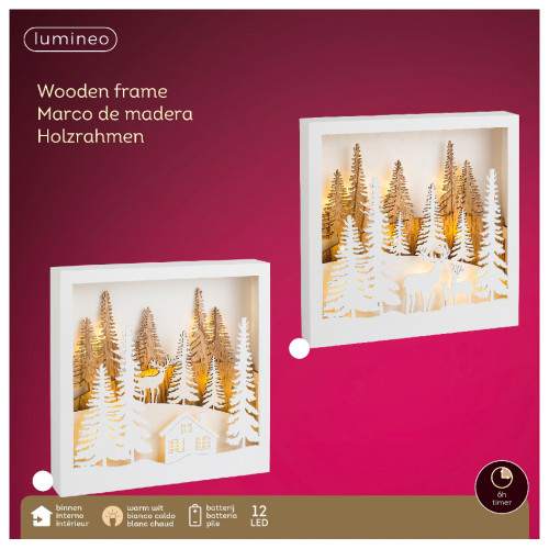 Светодиодное панно Олени на опушке 25*25 см. с LED огнями, Kaemingk (481623/1) 