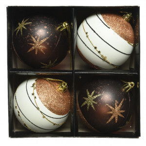 Набор пластиковых шаров Парад Звезд 80 мм., 4 шт.,  Kaemingk (020982)