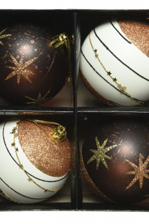 Набор пластиковых шаров Парад Звезд 80 мм., 4 шт.,  Kaemingk (020982)