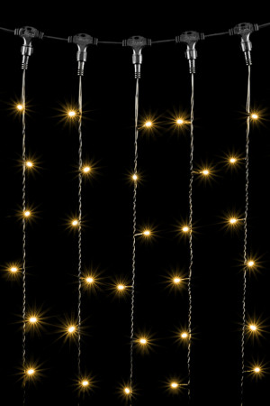 Светодиодный занавес 2*9 м., 1500 теплых белых Led ламп, 220В, черный провод, Rich Led (RL-C2*9-CB/WW)