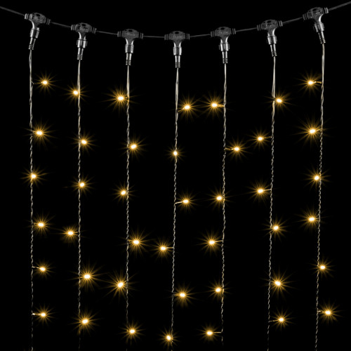 Светодиодный занавес 2*9 м., 1500 теплых белых Led ламп, 220В, черный провод, Rich Led (RL-C2*9-CB/WW)