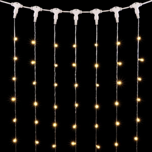 Светодиодный занавес с колпачком 1*6 м., 600 экстра теплых белых LED ламп, прозрачный провод ПВХ, IP65, Beauty led (PCL601CAP-10-2EWW)
