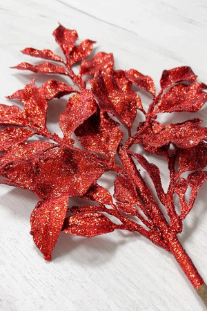 Ветвь с листочками красная 71 см., Christmas DeLuxe (89514)