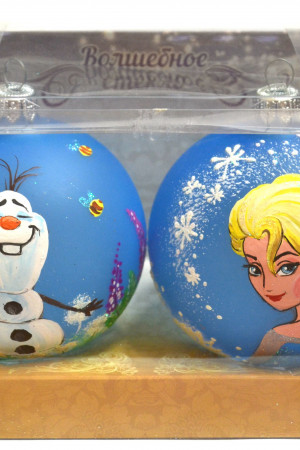 Набор стеклянных шаров Холодное сердце, 2 шара, 85 мм, в подарочной упаковке, Батик (КН-85-17002)