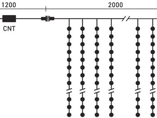  Светодиодный занавес 2*2 м., 400 белых LED ламп, облегченный, прозрачный провод ПВХ, LTC (PCL400NOT-10-2W)