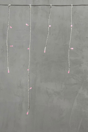 Светодиодная бахрома 3*0.5 м., 3 батарейки типа D 4.5V, 100 LED ламп светло розового цвета, прозрачный силикон, LTC (ECC100-10-8BP)