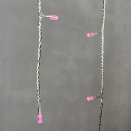 Светодиодная бахрома 3*0.5 м., 3 батарейки типа D 4.5V, 100 LED ламп светло розового цвета, прозрачный силикон, LTC (ECC100-10-8BP)