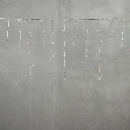 Светодиодная бахрома 3*0.5 м., 3 батарейки типа D 4.5V, 100 LED ламп светло розового цвета, прозрачный силикон, LTC (ECC100-10-8BP)