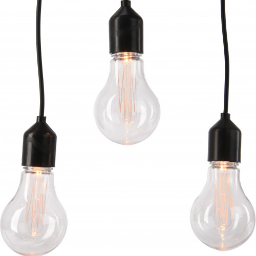 Светодиодная ретро гирлянда Бахрома 9.5 м., 220 V, 20 LED ламп теплого свечения, соединяемая, черный ПВХ провод, Kaemingk (490105)