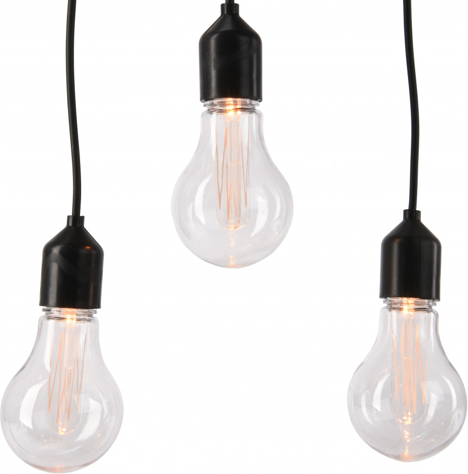 Светодиодная ретро гирлянда Бахрома 9.5 м., 220 V, 20 LED ламп теплого свечения, соединяемая, черный ПВХ провод, Kaemingk (490105)