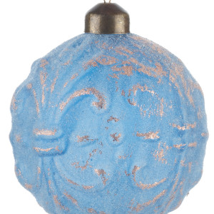 Винтажный стеклянный шар Лазурное кружево 8 см., 1 шт., Karlsbach (09833)