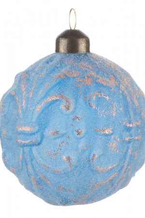 Винтажный стеклянный шар Лазурное кружево 8 см., 1 шт., Karlsbach (09833)