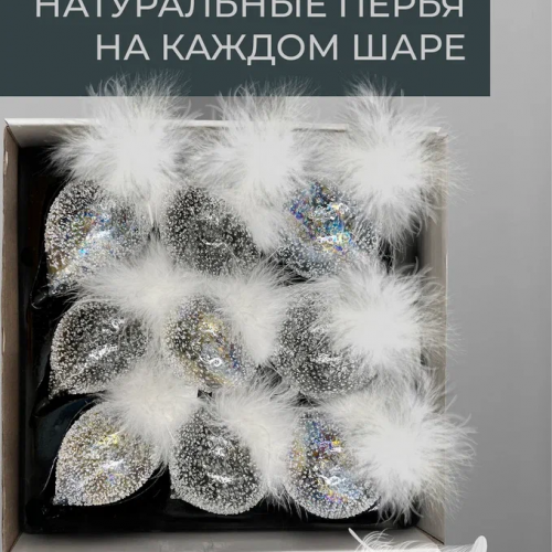 Набор стеклянных украшений Ледяной дождь 80 мм., 9 шт., шар, капля, луковка, прозрачный, Christmas DeLuxe (14033)