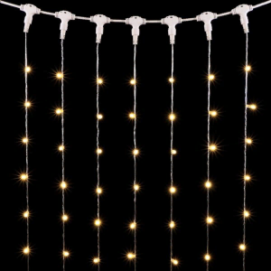 Светодиодный занавес с колпачком 1*6 м., 600 теплых белых LED ламп, прозрачный провод ПВХ, IP65, LTC (PCL601CAP-10-2WW)