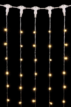 Светодиодный занавес с колпачком 1*6 м., 600 теплых белых LED ламп, прозрачный провод ПВХ, IP65, LTC (PCL601CAP-10-2WW)