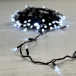 Светодиодная гирлянда с колпачком 100 холодных белых LED ламп 10 м., мерцание, 220-230 В., черный провод ПВХ, IP65, LTC (PST100BLWCAP-11-2W)
