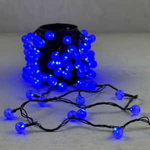 Светодиодная гирлянда шарики Пузырьки 10 м., 220V., 100 синих LED ламп 23 мм., коннектор, черный ПВХ, LTC (PCS-100B-B)
