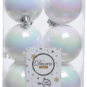 Набор пластиковых шаров Дивный 60 мм, белый ирис, 12 шт, Kaemingk (021834)